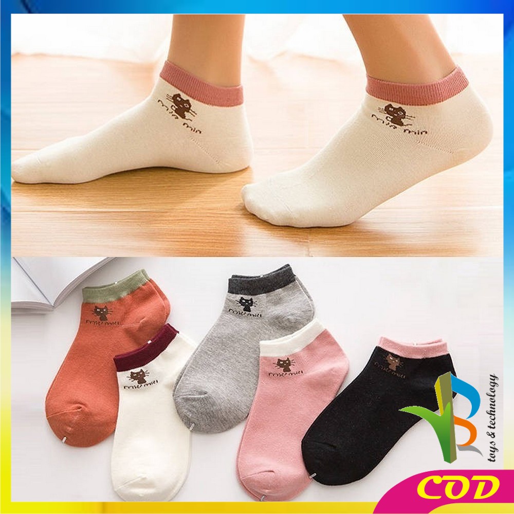 RB-P119 Kaos Kaki Semata Kaki Wanita Motif Kucing Cat Ankle Socks / Kaos Kaki Lucu Wanita / Kaos Kaki Fashion Korea / Kaos Kaki Wanita Dewasa