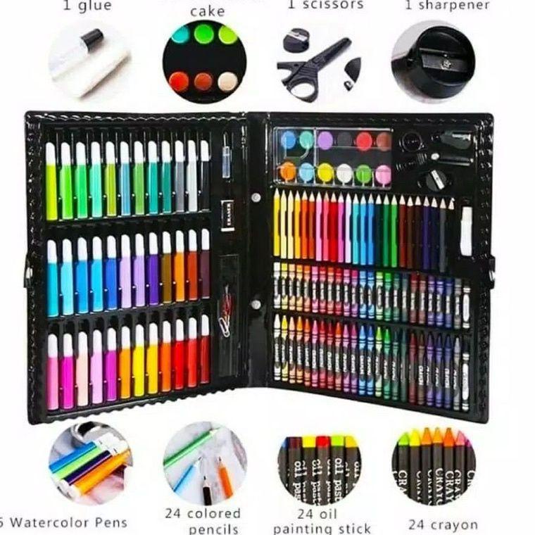 

(Kode)[A63D]♥☞ MM - crayon art set 150 PCS in 1 Art Set Pensil Warna Crayon Full Set Alat Lukis Gulali Books Pencil Menggambar Warna Warni bisa cod