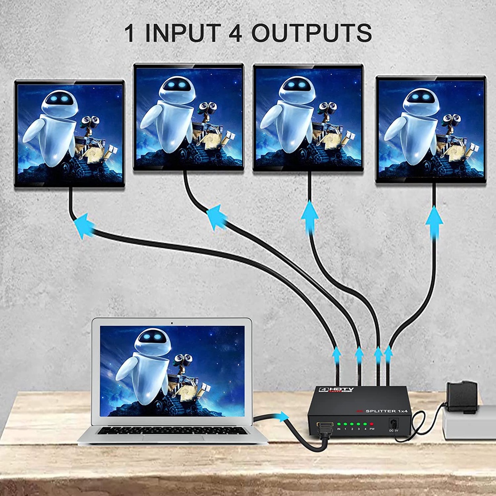 【LIPI】Multimedia HD Splitter 4 Port Hub Full Video 1X4 HD Spliter Split 1 In 4 Out Repeater Amplifier V1.4 3D 1080P