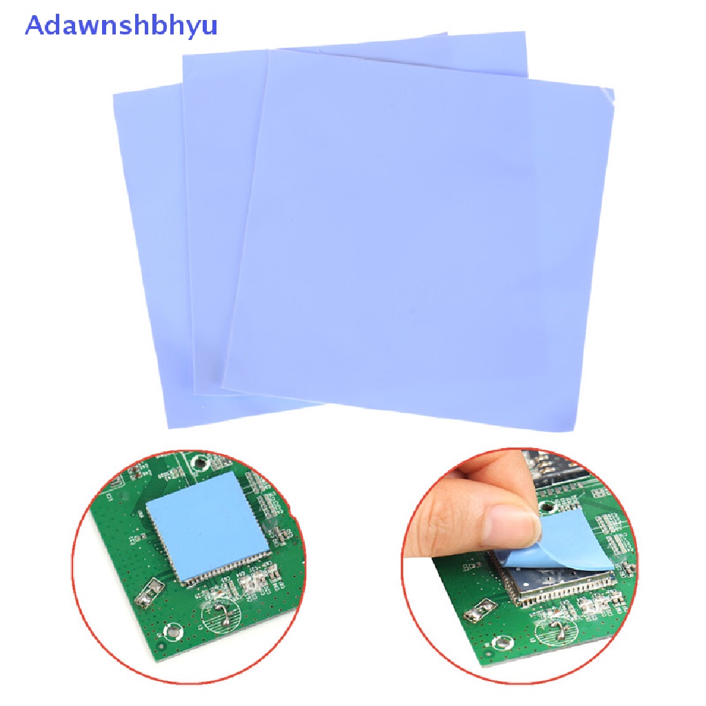 Adhyu 3Pcs Biru 100mm * 100mm * 0.5mm Komputer GPU CPU Konduktif Silikon Thermal Pad ID