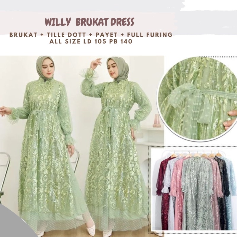 Willy Brukat Dress Ld 105 Pb 140/Dress Tille Kondangan/Dress Sage/Dress Maternity/Dress Pesta/Dress Lebaran