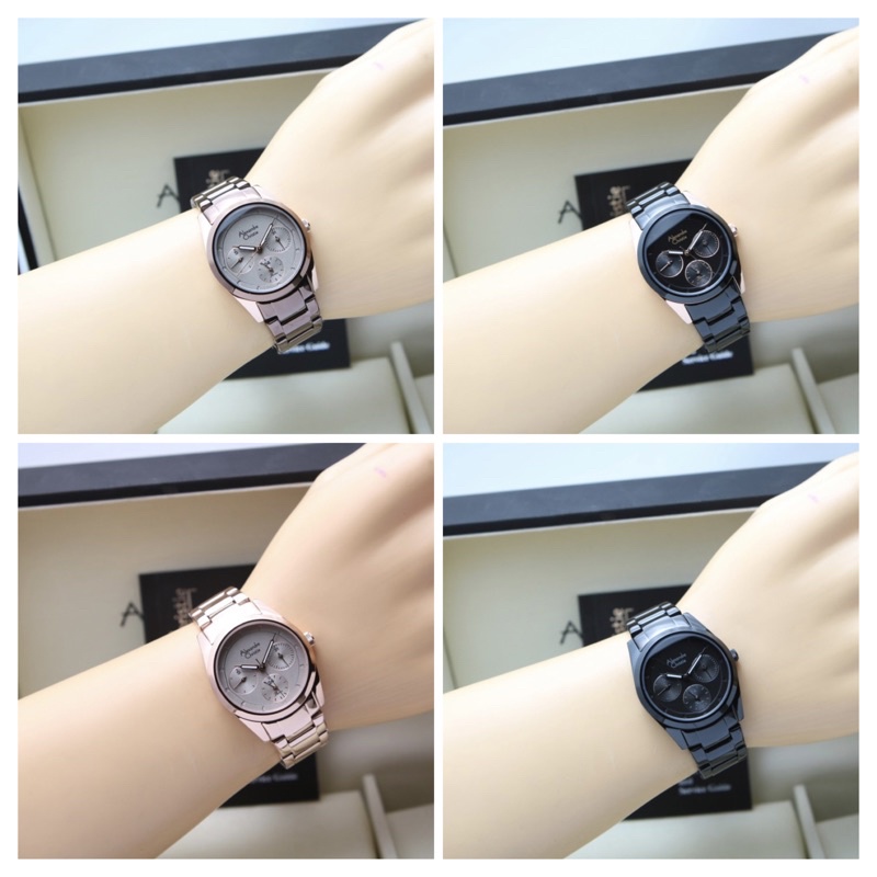 jam tangan wanita alexander cristie original ac2965 rantai stanless steal model crono multifungsi