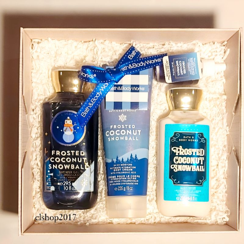 BBW FROSTED COCONUT SNOWBALL FULL SIZE GIFT SET PAKET BATH &amp; BODY WORKS