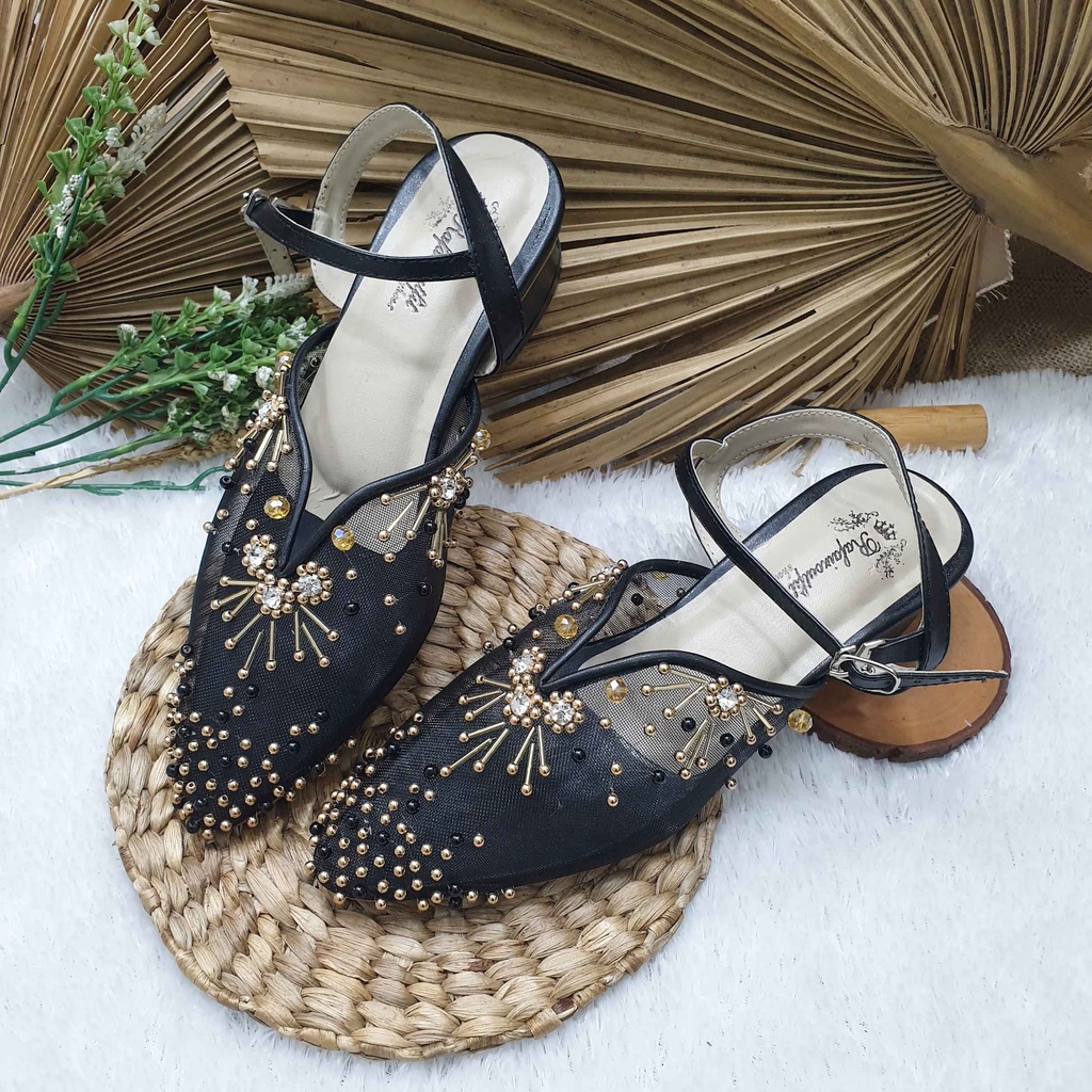 sepatu wedding pesta rullye hitam tali 3 cm