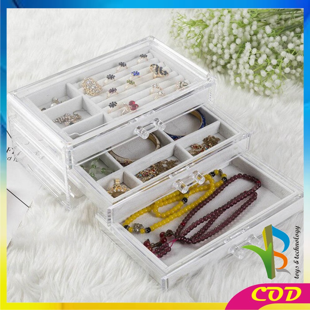 RB-K21 Rak Perhiasan 3 Laci Jewelry Box Organizer Rak Penyimpanan Kalung / Cincin / Gelang