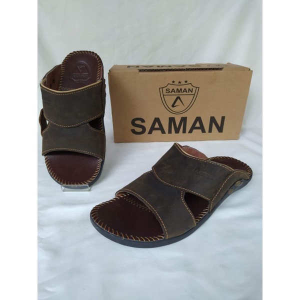 Sandal Kulit Pria Original SAMAN Kode slop