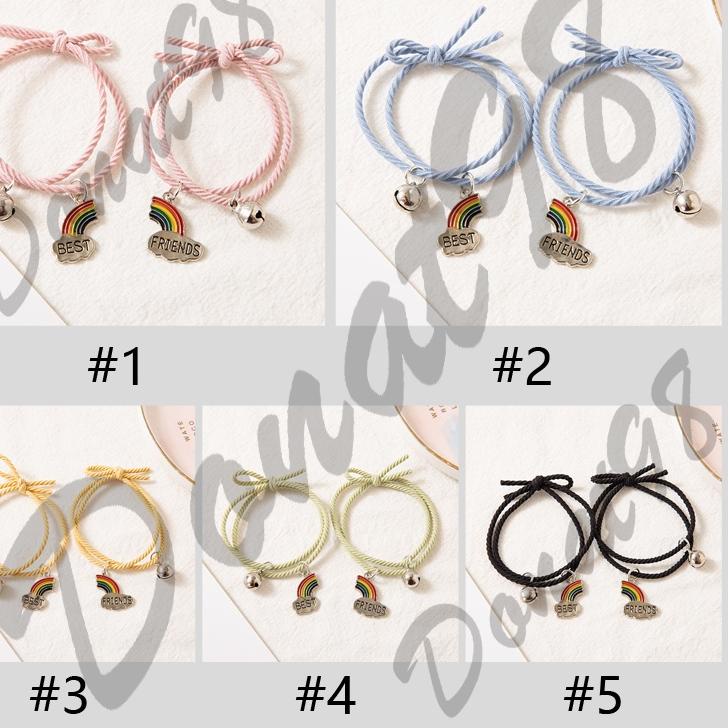 BARU 2pcs/Set Gelang Pelangi Best Friend Gaya Korea Sahabat Gelang Persahabatan / Gelang Couple Pela
