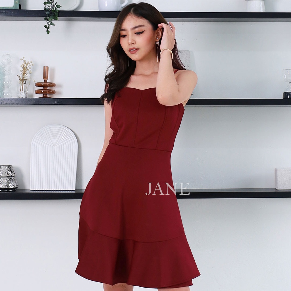 JANE COLLECTION || Mini Dress Wanita Hitam Pesta Tank Top Putih Scuba Fit And Flare Casual Korean Look Sexy Party Dress Rachel