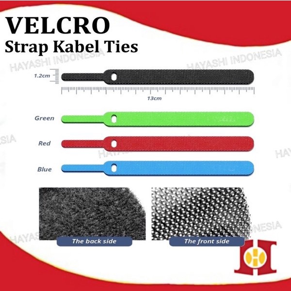 Velcro Cable Tie Tis Organizer Strap Pengikat Penjepit Tali Ikat Kabel - 10pcs