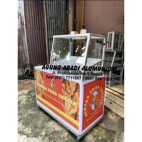 Booth / Etalase / Gerobak Alumunium Fried Chicken Banner