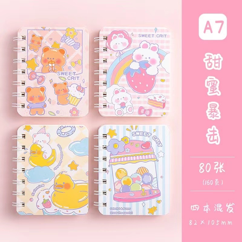 1 pcs Buku / Notebook Mini Ring A7 Motif-Sweet Crit