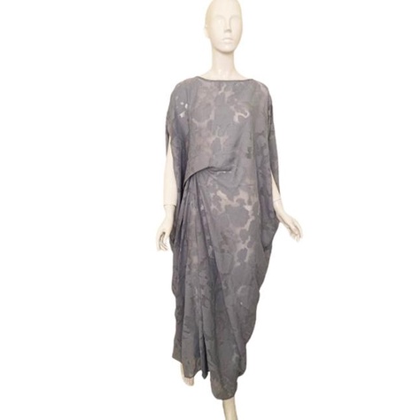 CHIC SIMPLE RUCHED JAQUARD KAFTAN