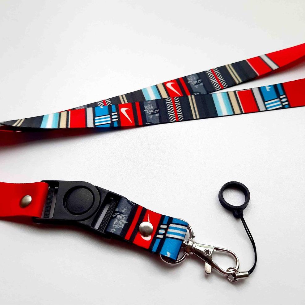 

(J-G2G-✪) Lanyard printing NIKE Gantungan ID card plus karet 13mm super keren