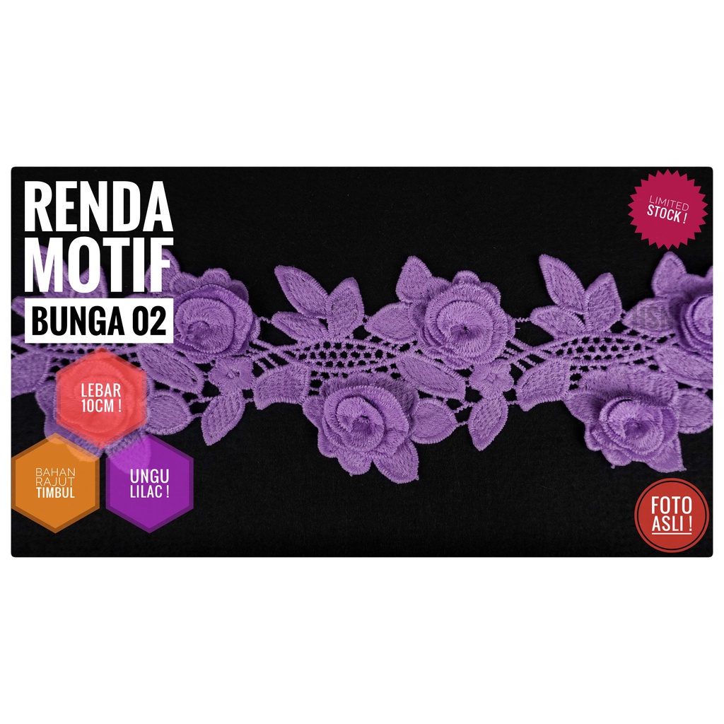 renda bunga 02 ungu lilac