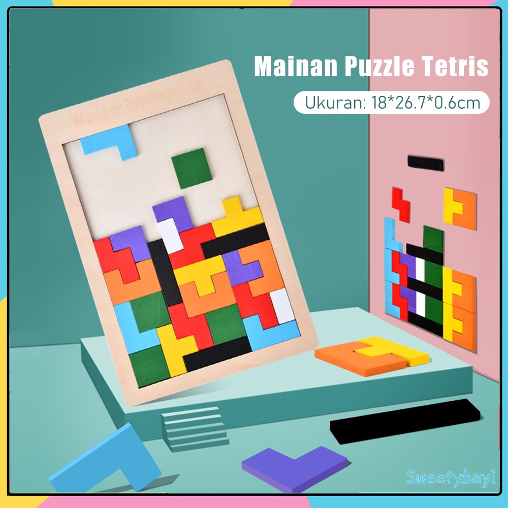 Sweetybayi Mainan puzzle tetris Russian tertis block toys Puzzle bentuk geometri 