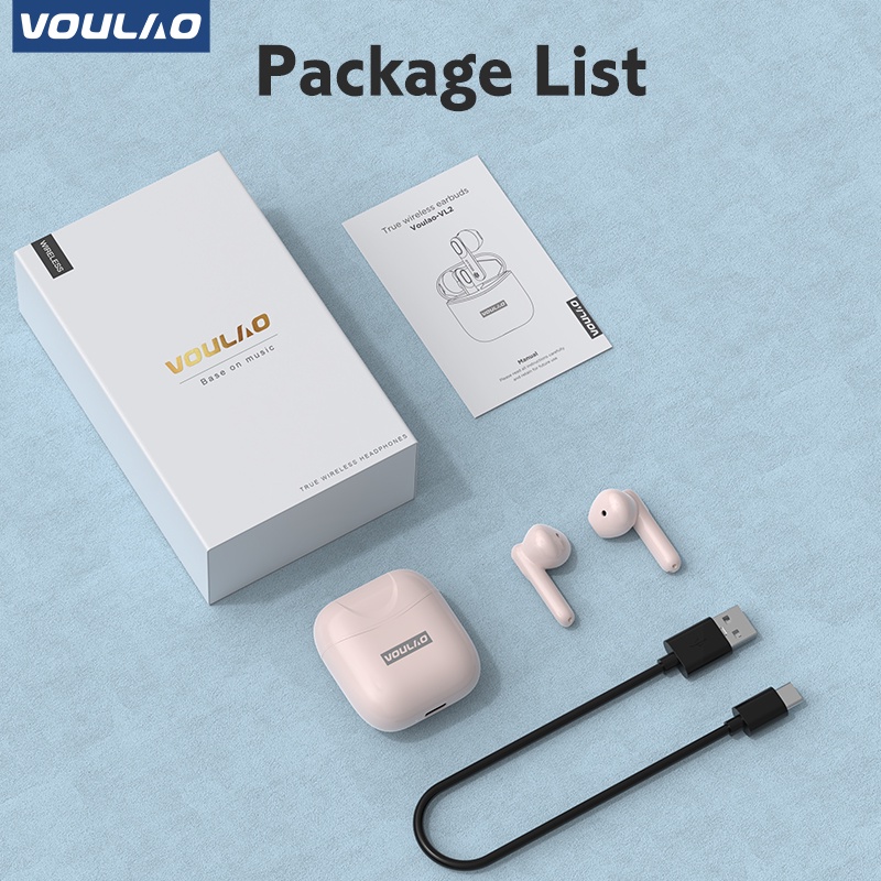 VOULAO TWS  Earphone  headset bluetooth 5.3 Wireless Gaming Earbuds HIFI Mendukung Android/IOS With Microphone HIFI Stereo