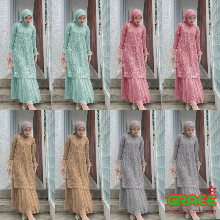GAMIS PESTA TILE DOTTY | MAXI LONG DRESS MUSLIMAH | MAXI DRESS KONDANGAN MUSLIMAH DS20