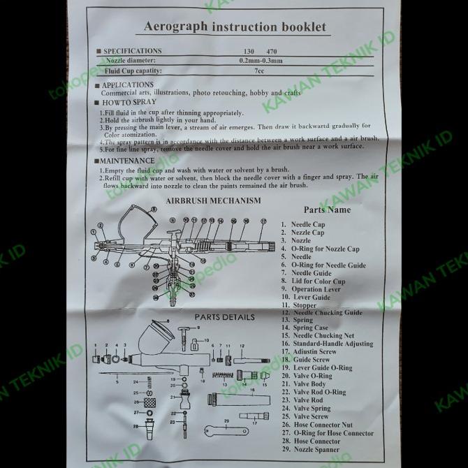 AIR BRUSH KIT SPRAY GUN AIRBRUSH 0.2MM - 0.3MM ALAT LUKIS ART PAINT