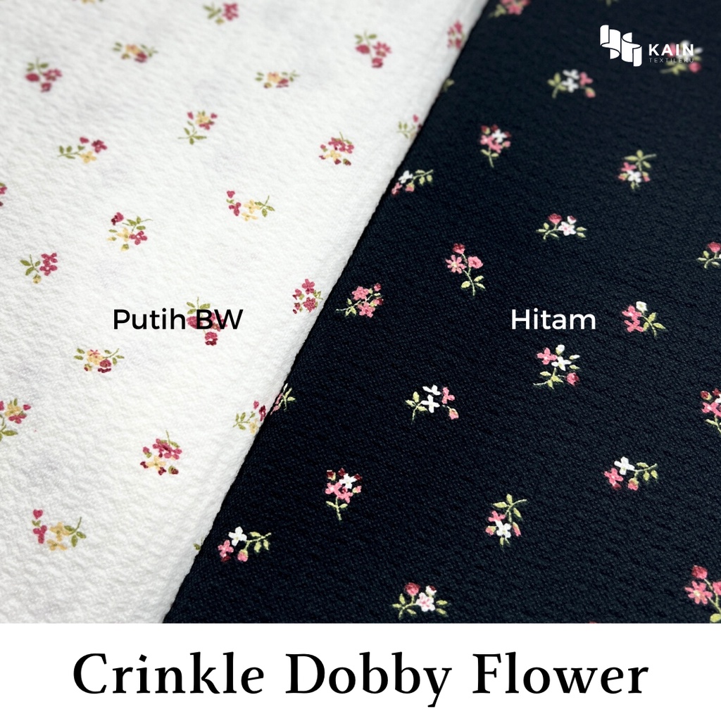 0,5 meter Bahan Kain Crinkle Dobby Flower