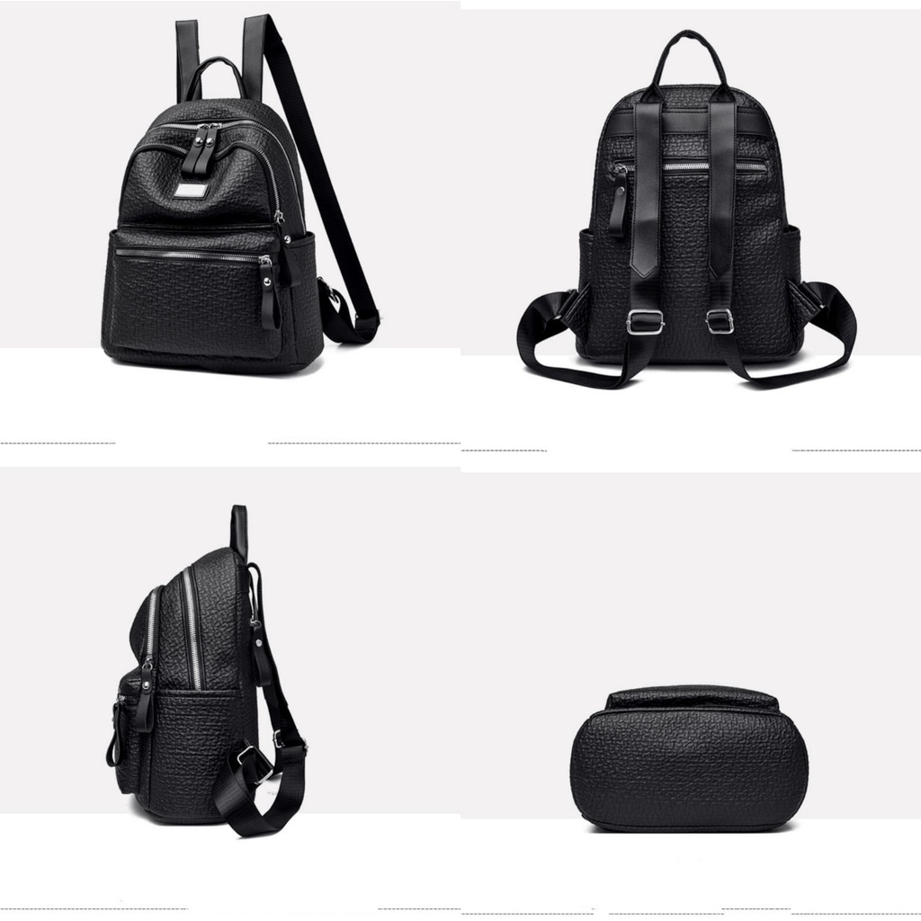 TAS RANSEL WANITA IMPORT KOREA KULIT CROCO HITAM CULTIVA TA717B5 BACKPACK SEKOLAH CEWEK KULIAH KERJA GENDONG PUNGGUNG BRANDED BATAM PREMIUM FASHION REMAJA KEKINIAN MURAH