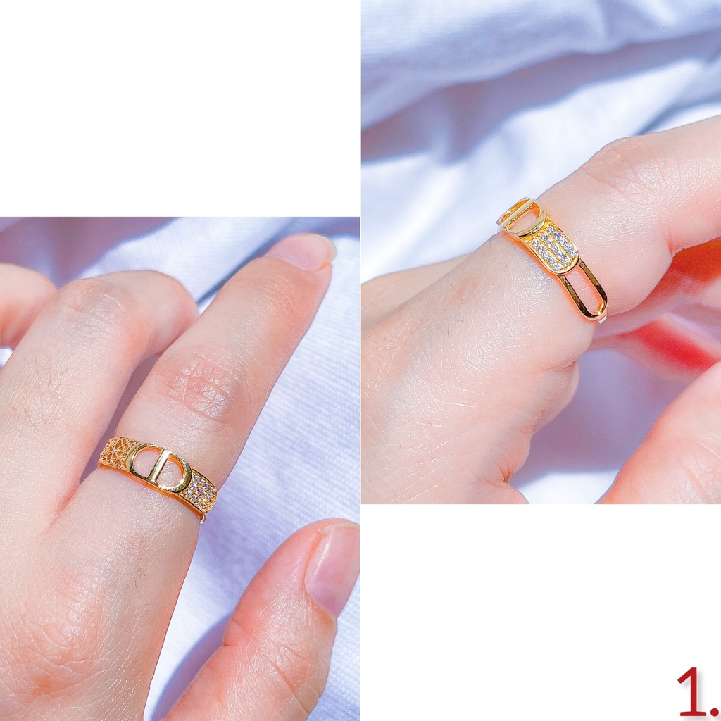 Cincin branded anak dan dewasa emas asli kadar 700 70 16k Diior chaenel LVVo permata bling gold rante sisik naga listing