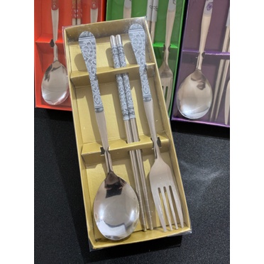 [BISA COD] PROMO Alat Makan Set Sendok Garpu Sumpit Stainless Aneka Motif Cantik Kekinian Peralatan Makan Alat Makan Korea Souvenir Acara Murah Terjangkau