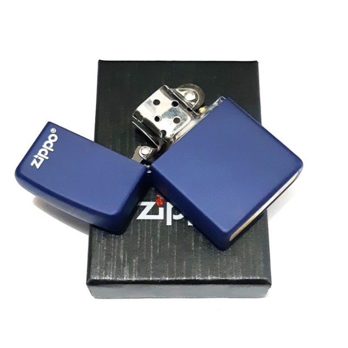 Korek Api Zippo Biru Navy Matte Original Ping Sound
