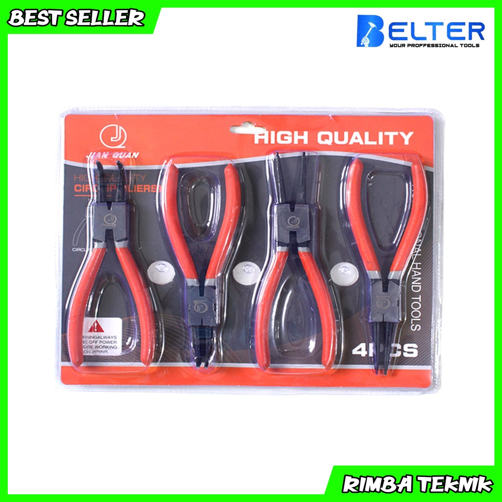 TEKIRO Tang Snap Ring 6 inch Set 4 pcs EB ES IB IS Circlip Pliers Tang Snap Ring Pliers Set Terlaris