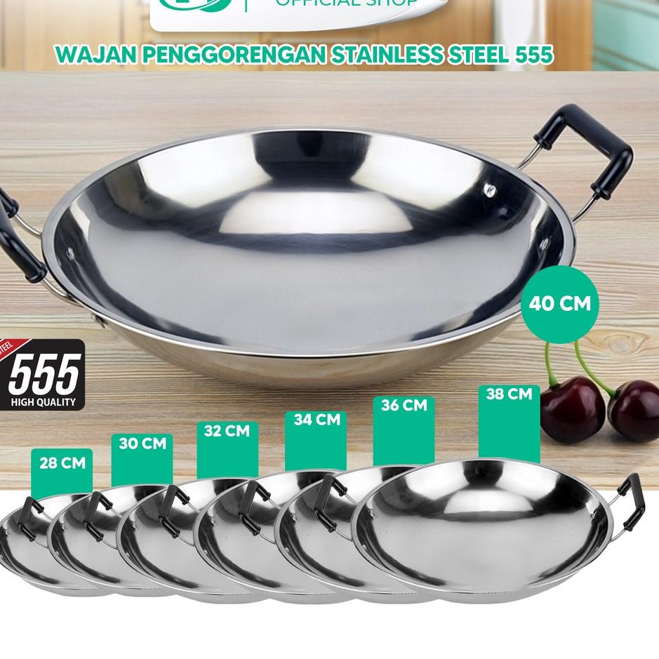 Free Ongkir Hongzhuo  Wajan Stainless Tebal Mempunyai 7 Ukuran Wajan / Stainless Steel 555