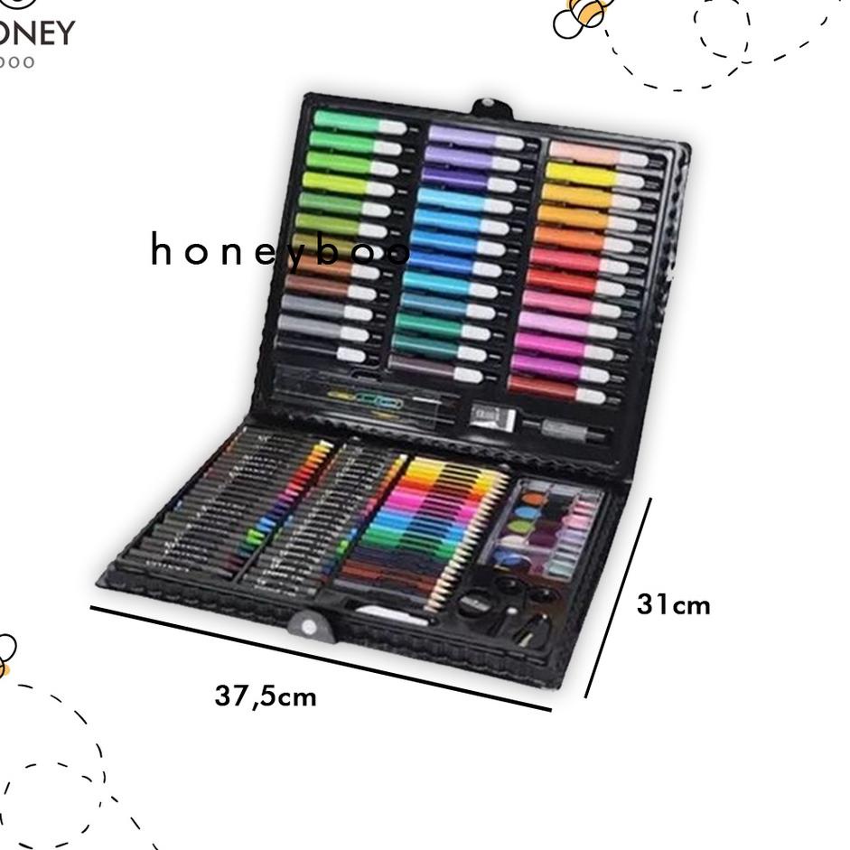 

Hot Sale !! Honey Boo - Krayon Anak Set Koper 150 in 1 Crayon Full Alat Melukis Mewarnai Set 레