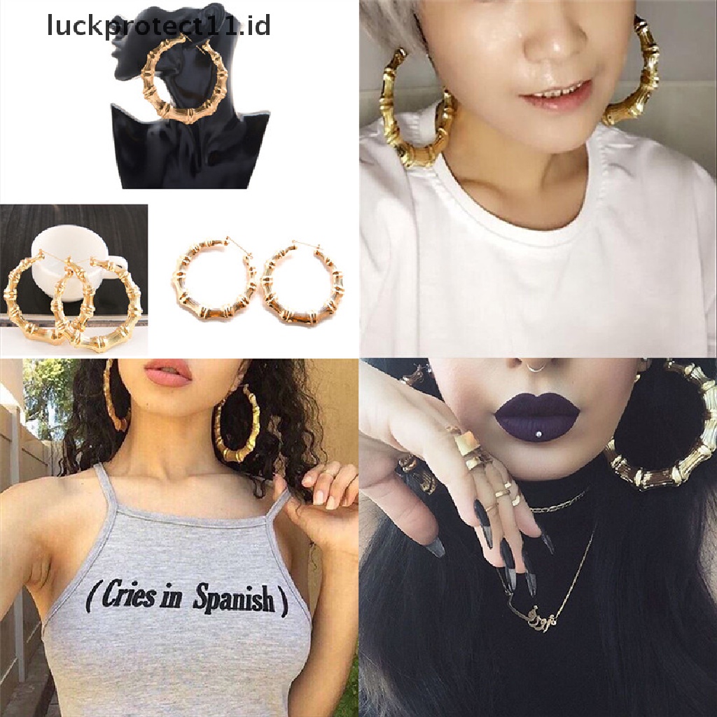 /Fashion Hot// Fashion// Anting Bambu Besar Anting Hip-Hop Wanita Hoop/Hoops Lingkaran Telinga.