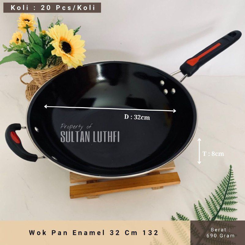 Wok Pan Enamel 32 Cm