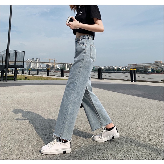 Rawis Jeans Wanita / Biru muda Highwaist Fashion Celana Jeans Wanita