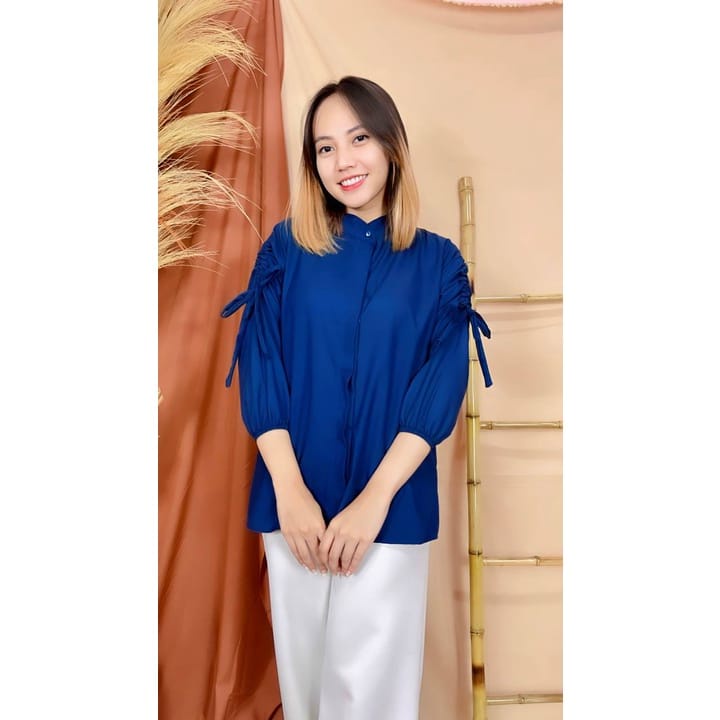 DEVI BLOUSE WANITA / BLOUSE KEMEJA TALI SERUT WANITA