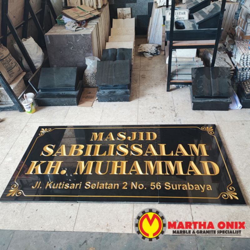 

120X180 CM PRASASTI MARMER/NAME BOARD MASJID, PAPAN NAMA MASJID MARMER