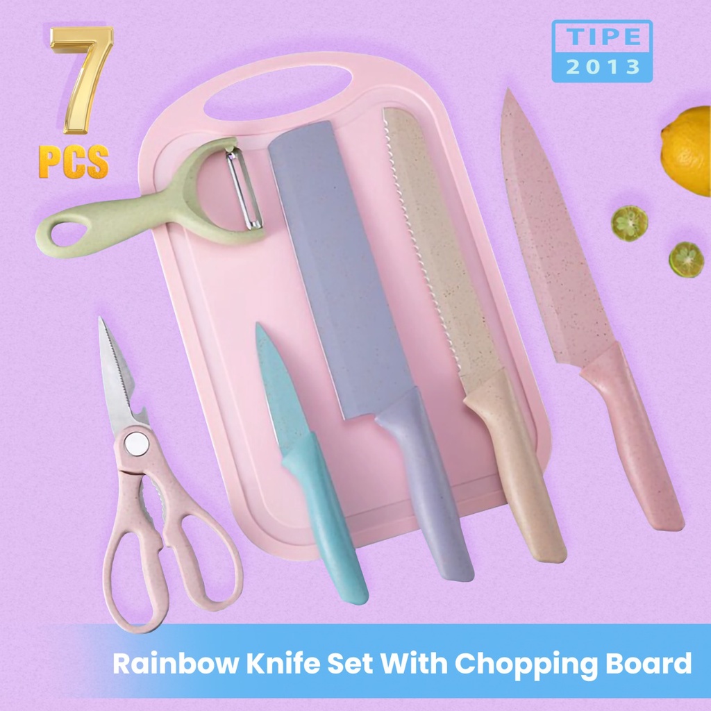 MIZUKI Pisau Set Stainless dilapis anti lengket 1 Set isi 6 untuk Dapur 2013 bonus talenan