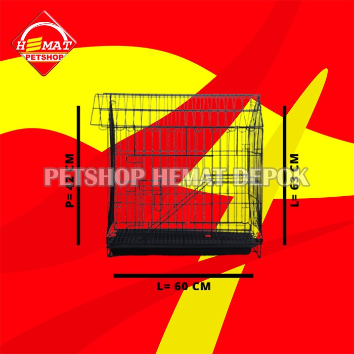 Kandang Lipat Kucing Anjing Besi Bentuk Rumah K02 Lokal 42X60X63 CM