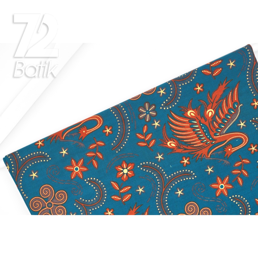 KAIN BATIK KATUN Premium Motif Angsa Warna Biru Tosca 723034 Cap 72IL Jarik Jarit Samping Kebat Panjang Batik Katun Modern Premium Bahan Seragam Batik Pernikahan Kantor Keluarga Murah Kamen Jadi Batik Bali Lembaran