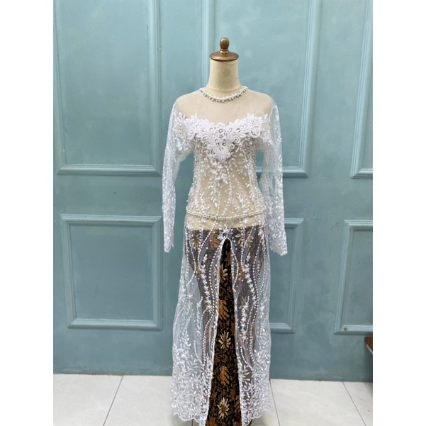 gaun akad pengantin putih/baju pengantin full payet/gaun akad nikah /kebaya akad nikah /kebaya wanit