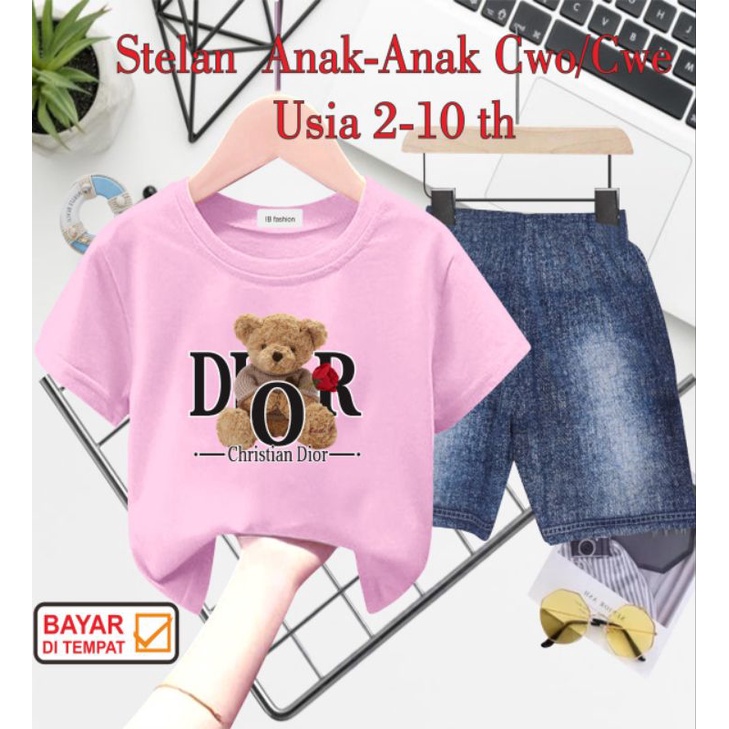 ((IB))SETELAN ANAK UNISEX SEMI JEANS/BEAR DIGITAL SABLON