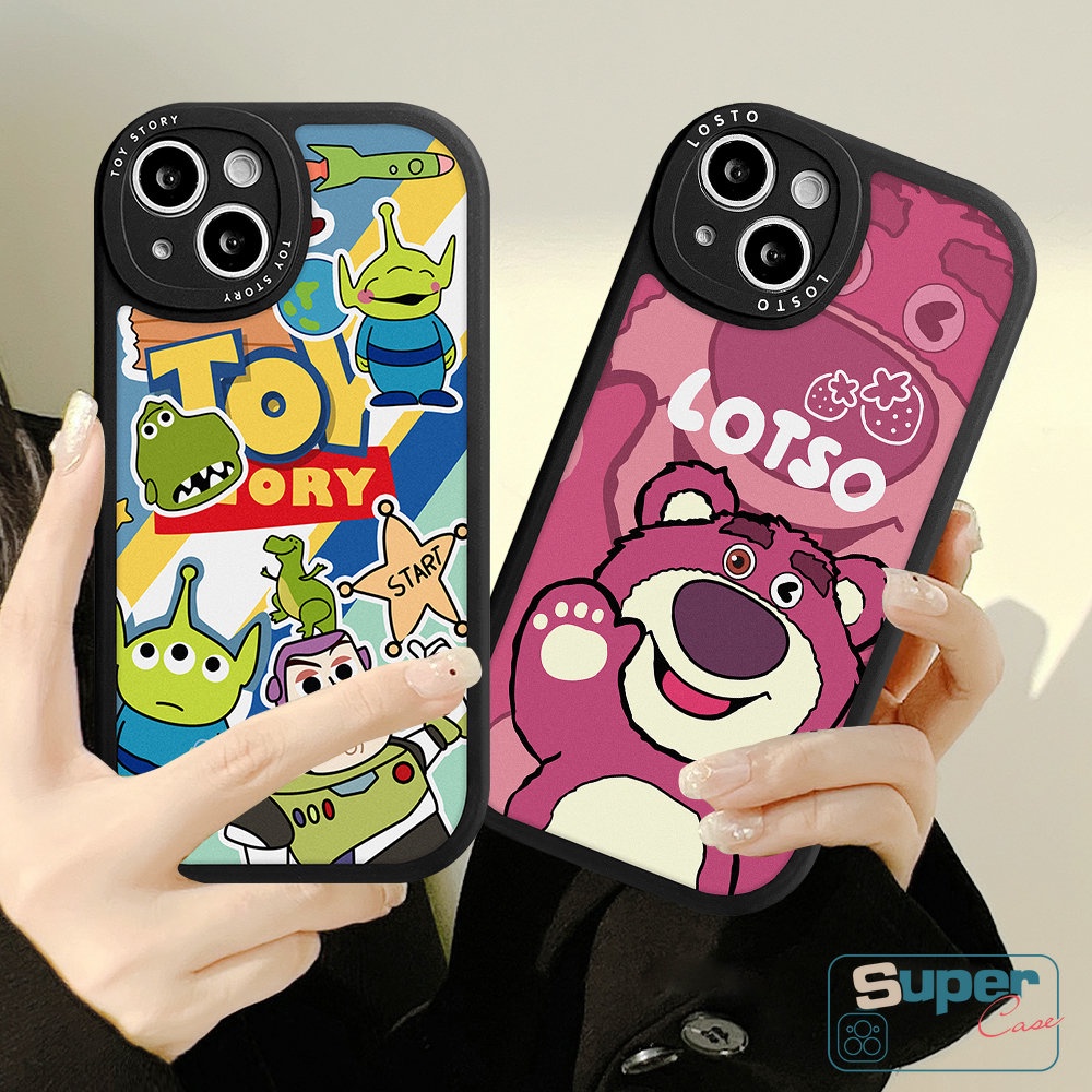 Realme C53 C31 C21Y C55 C35 C12 C11 C15 C25Y C25s C21 C30 GT C17 5 8 5i 7i 5 6i 5s 6s 6 9i 8i 8 10 Pro C20A C3 C20 C17 Kartun Lucu Toy Story Strawberry Bear Losto Casing TPU Empuk