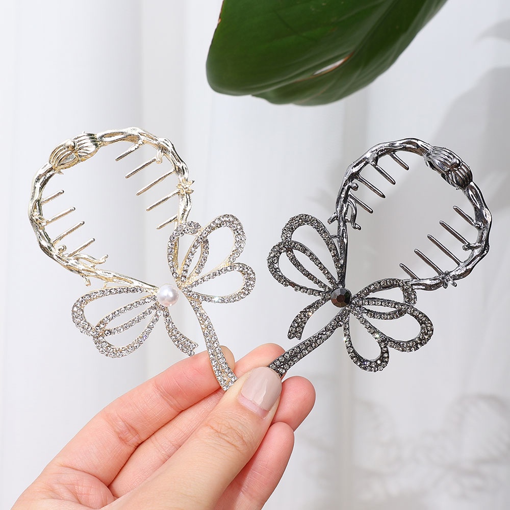 Bow Hair Clip High ponytail Clip Jepit Rambut Korea INS Style Gadis Besar Hiasan Kepala Vintage Wanita Hair Pin Aksesoris Rambut Wanita Elegan Hair Claw