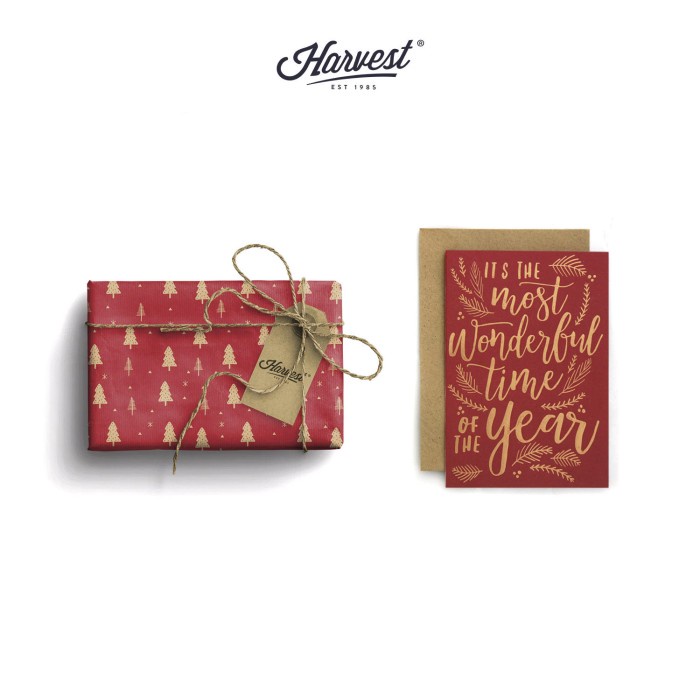 

Paket Kertas Kado & Kartu Ucapan Harvest Wrap Kit Xmas Joyful - Red