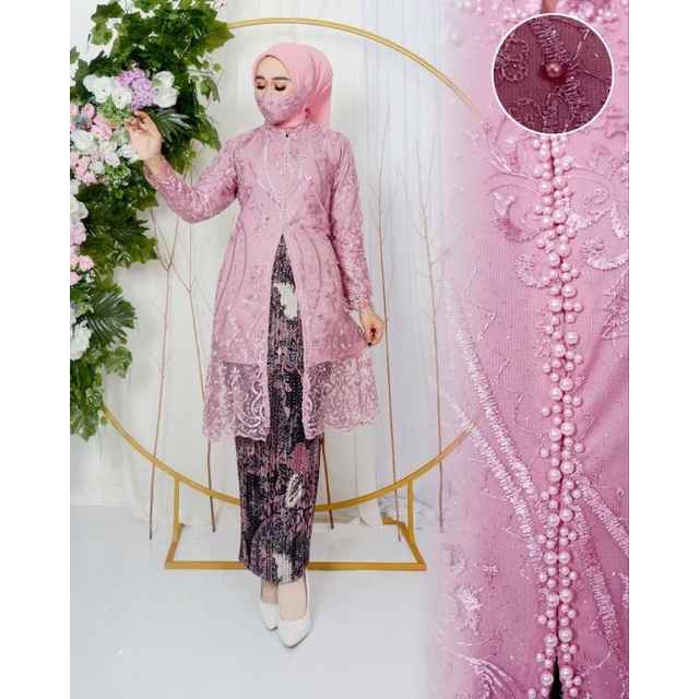 BA kebaya modern kebaya tunik tille modern setelan tunik busui payet atasan tunik resleting depan kebaya tunik busui