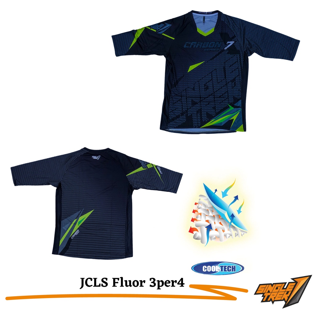 Jersey Sepeda Singletrek1 Carbon X7 Cooltech ORI JCLS Fluor 3per4