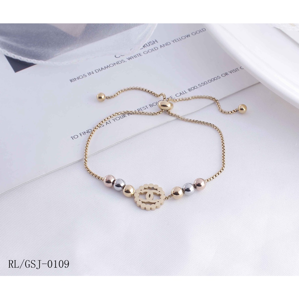 Titanium Gelang Serut Permata Perhiasan Wanita 2582/0109