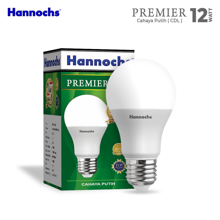 Hannochs Premier Lampu LED 12 Watt Cahaya Putih SNI Original