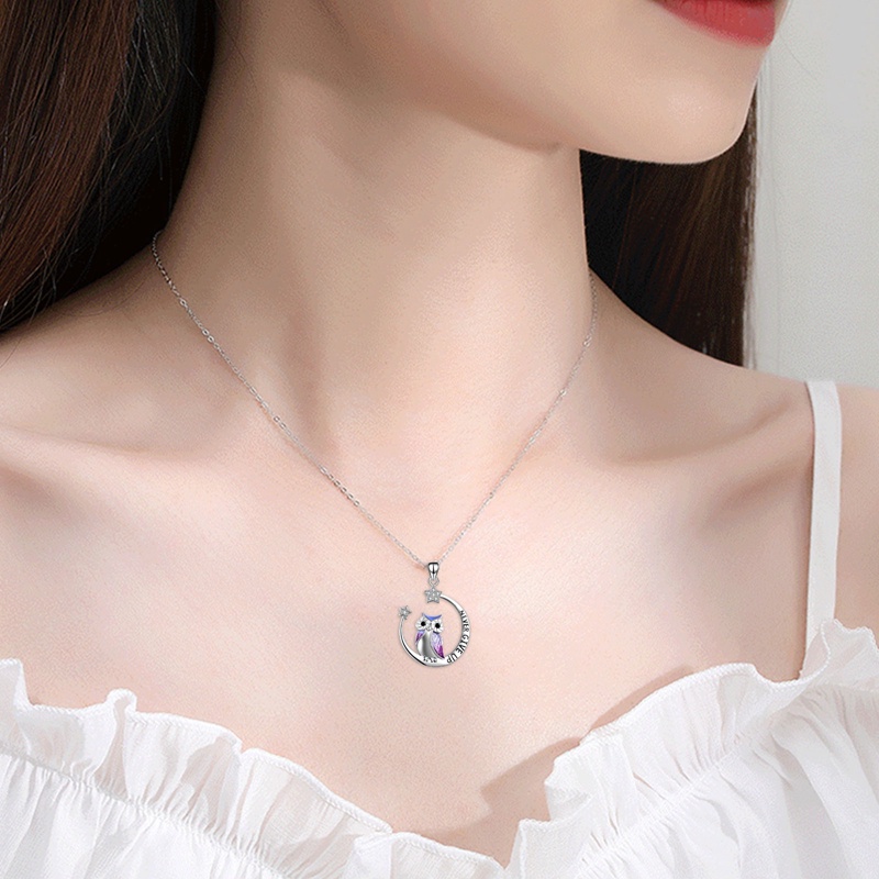 Cute Owl Moon Ladies Kalung Huruf Tidak Pernah Menyerah Liontin Bintang Zirkon Indah Romantis Hari Valentine Pesta Perhiasan