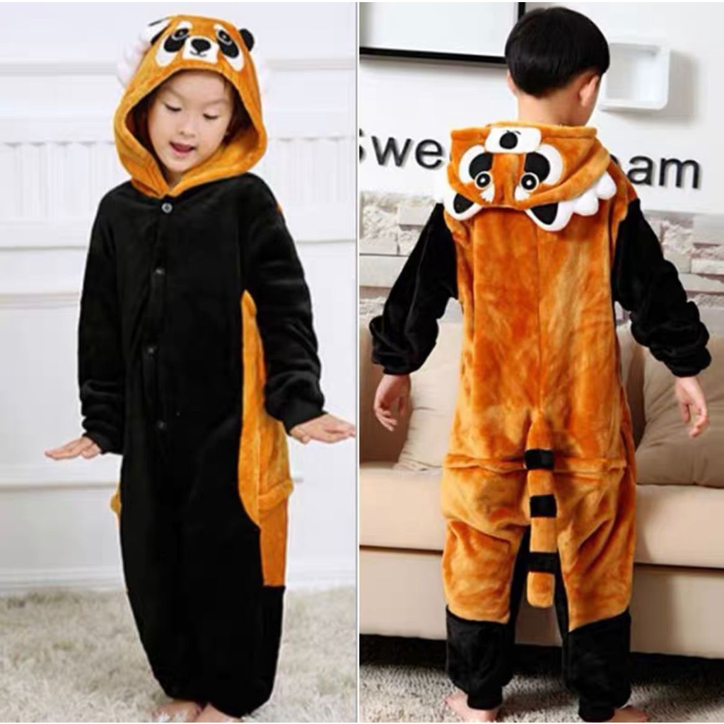 BAJU ONESIE KOSTUM RAKUN RACOON ANAK COSPLAY IMPOR PIYAMA KIGURUMI COSPLAY