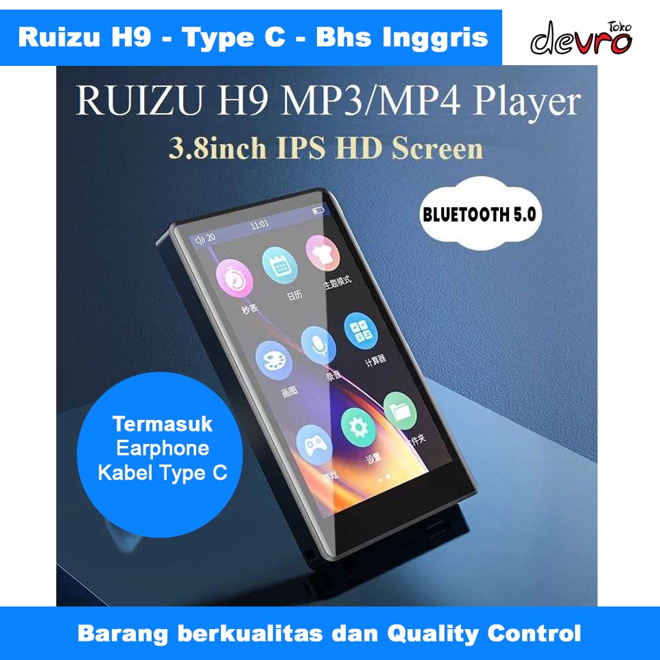 Jual MP3 Player DAP MP4 Player Touchscreen Bluetooth HiFi 16GB Ruizu
